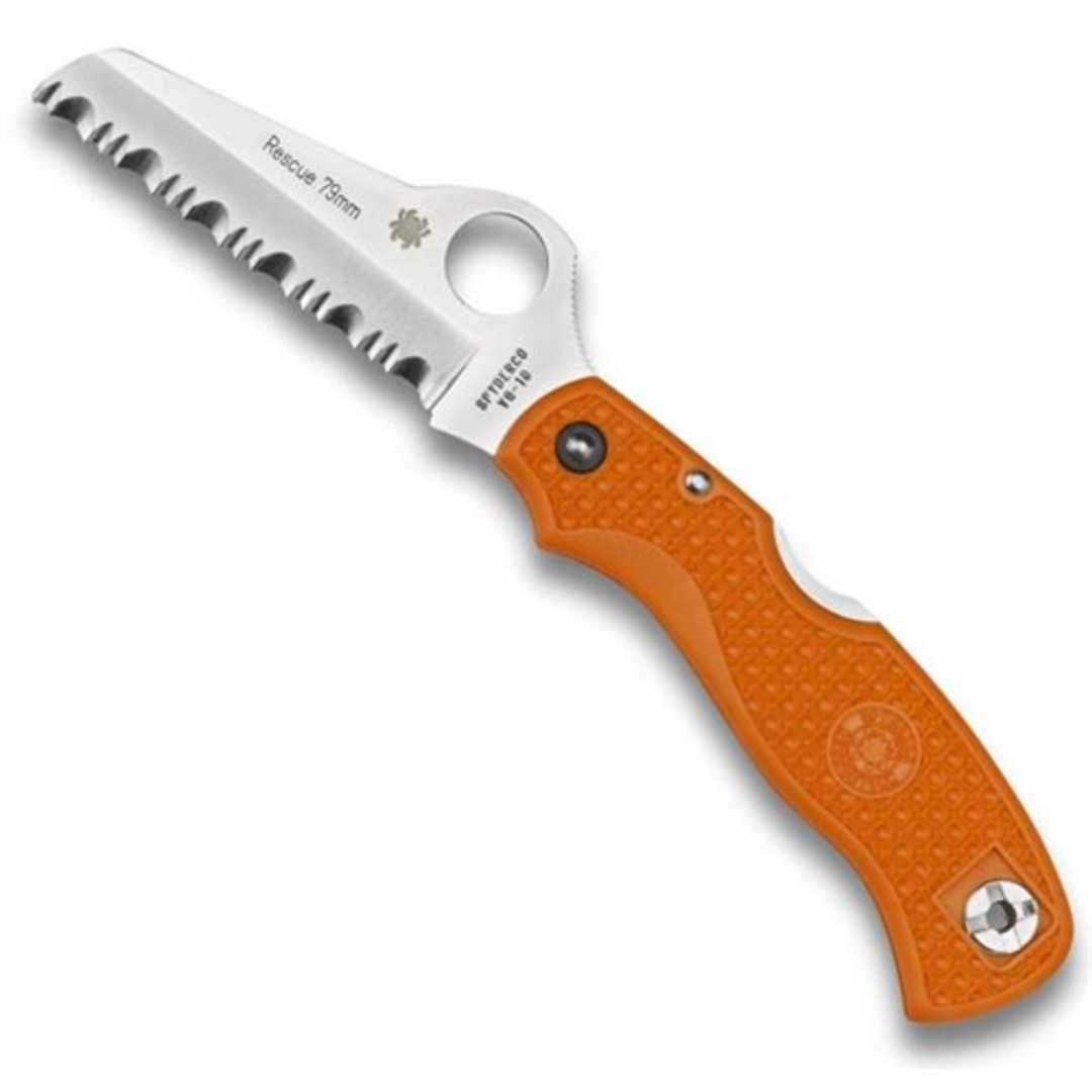 Spyderco Orange Rescue 79MM Manual Folder Knife, Spyderedge, C45SOR
