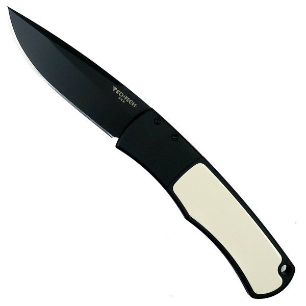 Pro-Tech Tuxedo "Whiskers" Bolster Release Auto Knife, 154CM DLC Black Blade