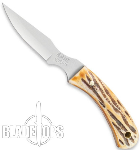 Bear & Son 542 Genuine India Stag Bone Caper, Leather Sheath