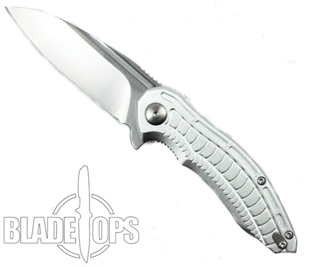 Brous Blades Silver Bionic 2.0 Flipper Knife, Satin Blade