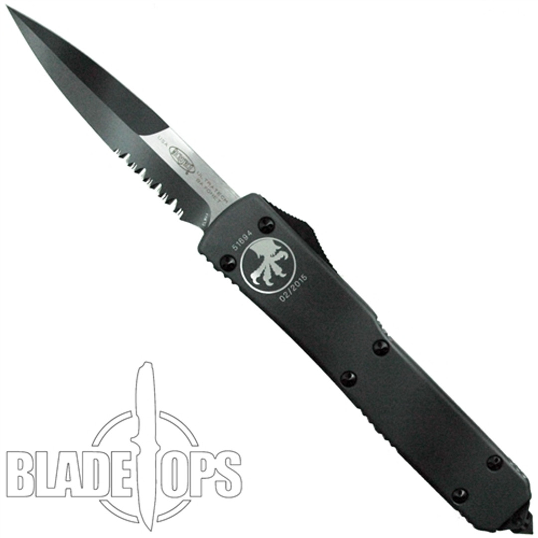 Microtech Urban Camo Ultratech OTF Double Action Knife, Bayonet Combo Blade