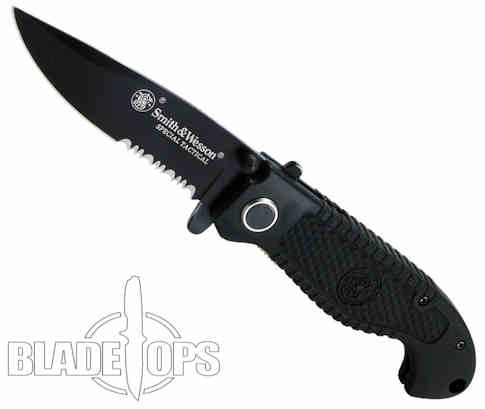Smith & Wesson CKTACBSD Special Tactical Folder Knife, Drop Point Combo Black Blade