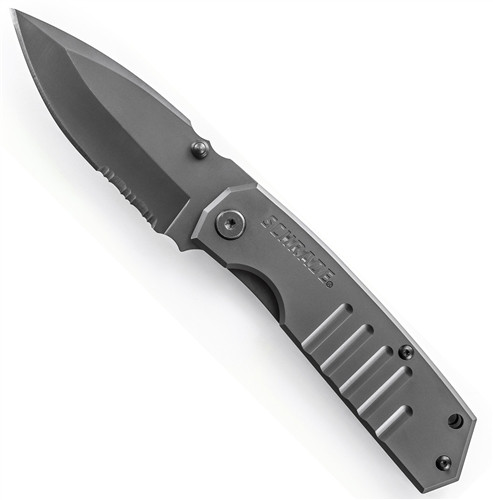Schrade SCH304S FrameLock Folding Knife, Combo Drop Point Blade