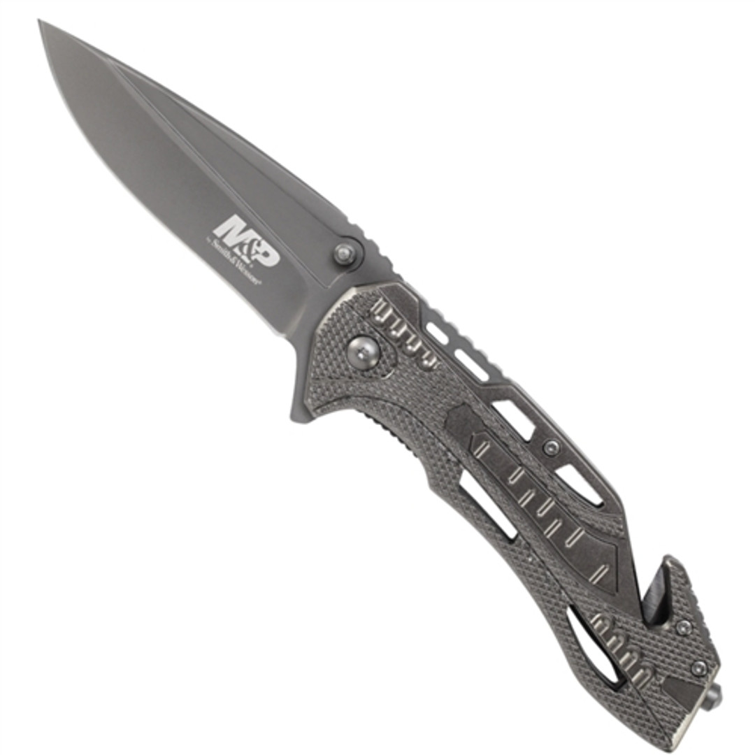 Smith & Wesson Grey Military & Police Folder Knife, Drop Point Blade