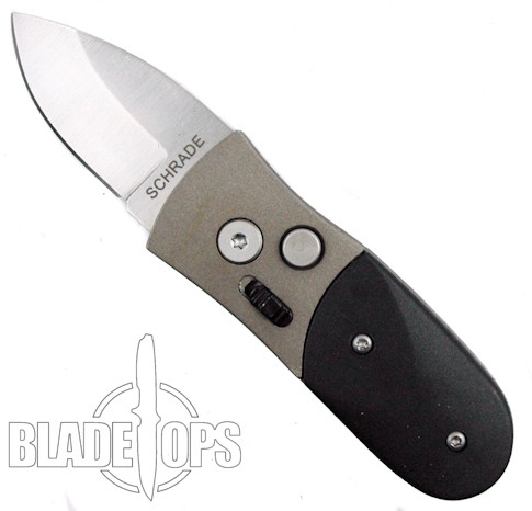 Schrade SCALY Automatic Knife, Grey and Black Handle, Mirror Blade