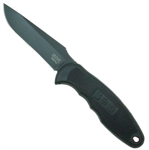 SOG Field Pup Fixed Blade Knife, Black TiNi Blade, FP4L