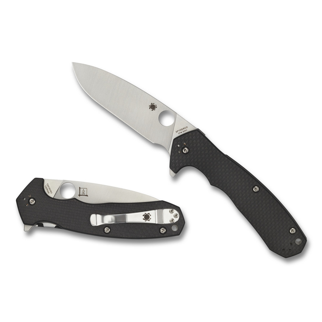 Spyderco C234CFP Amalgam Carbon Fiber/G-10 Flipper Knife, CPM-S30V Satin Blade REAR VIEW