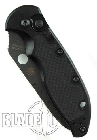 Spyderco Embassy Auto Knife, Tactical Black Blade, Part Serrated, C121BKPS