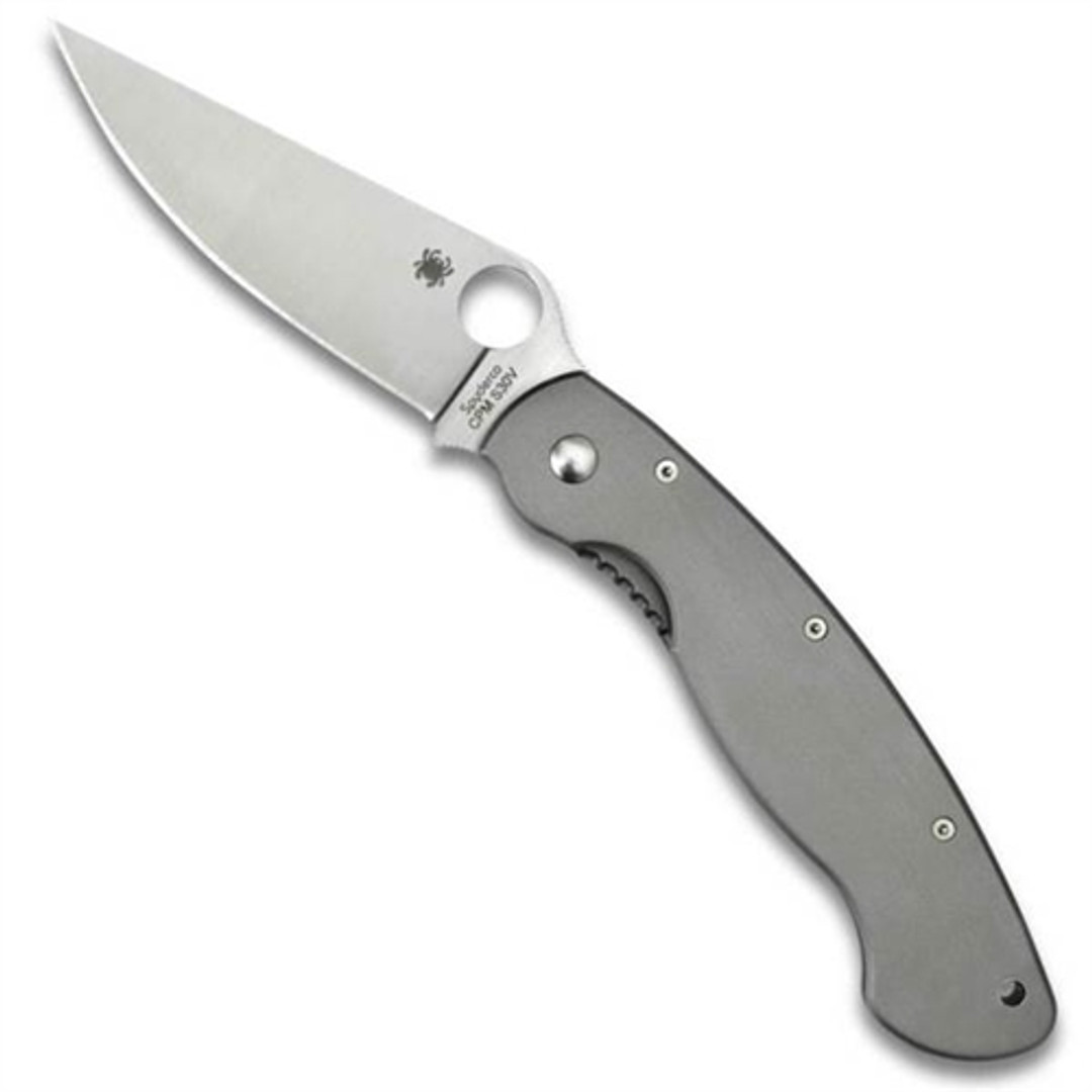 Spyderco Titanium Military Folder Knife, CPM-S30V Satin Blade