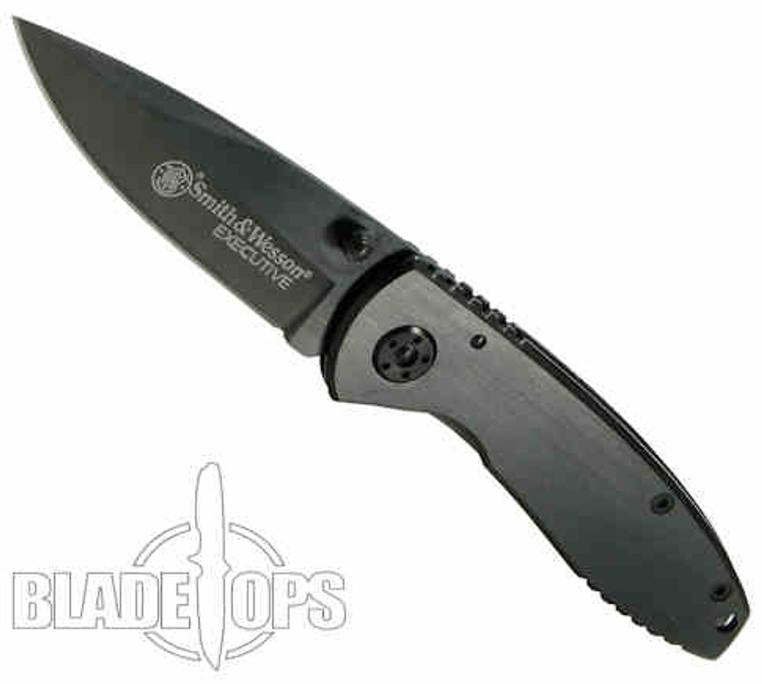 Smith & Wesson CK110B Executive Folding Knife, Black Handle, Black Drop Point Blade