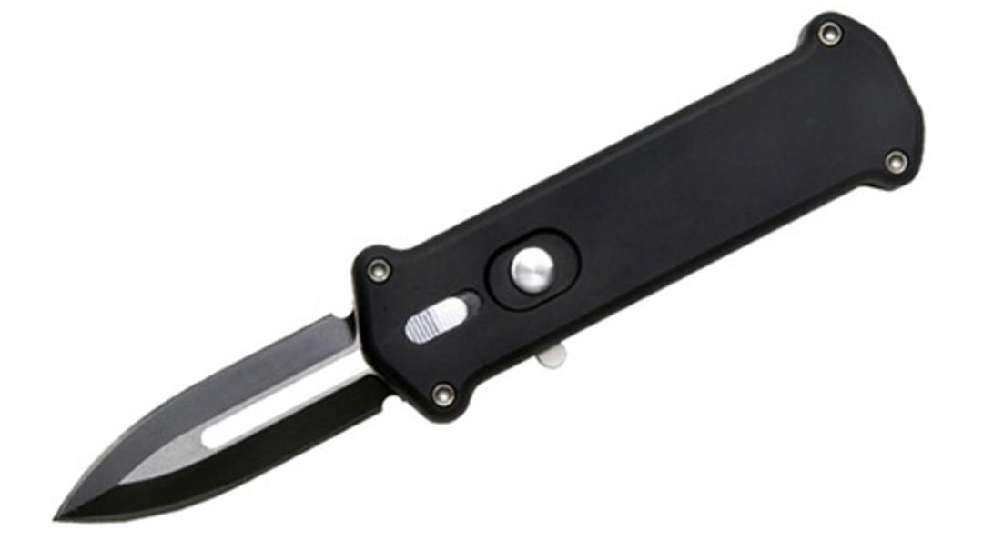 Pro-Tech Tantilla OTF, Black Handle, 2 Tone Black & Silver Blade