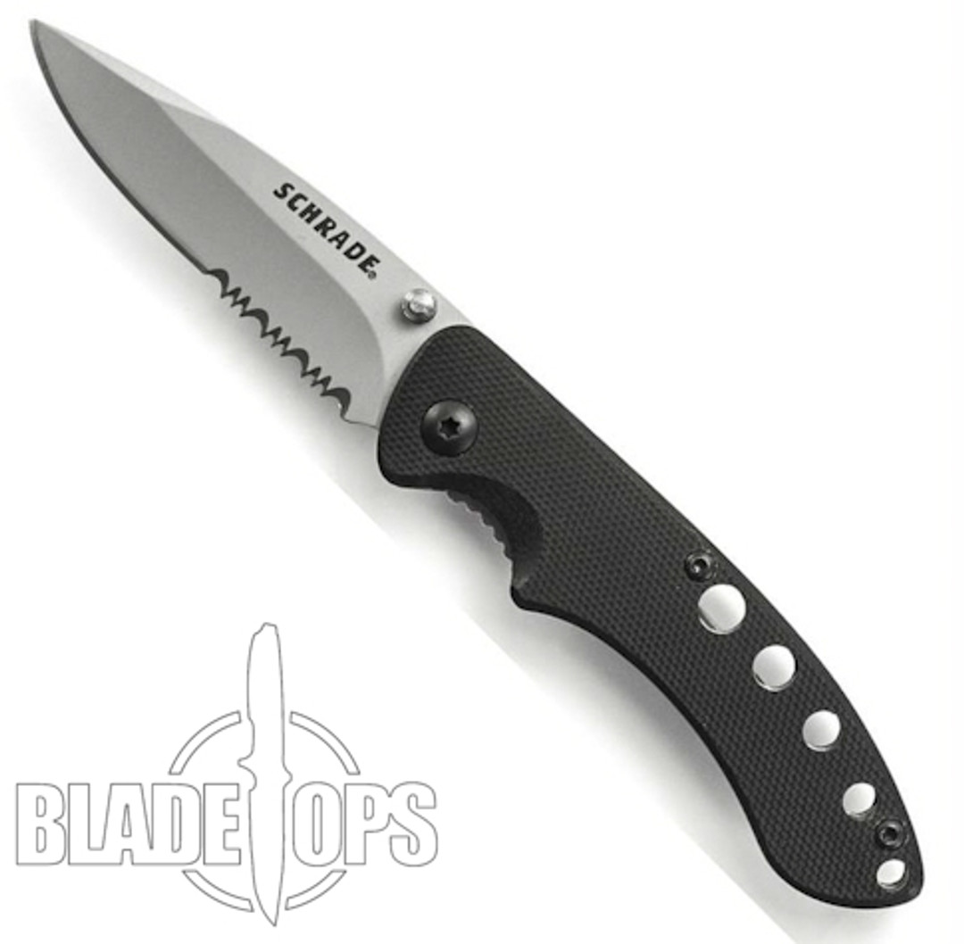 Schrade 107S Liner Lock Knife, G10 Handle, Bead Blast Combo Blade