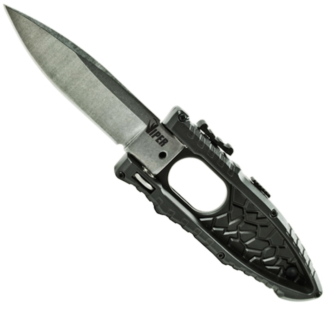 Schrade Side Assist Viper Knife, Stonewash Drop Point Blade