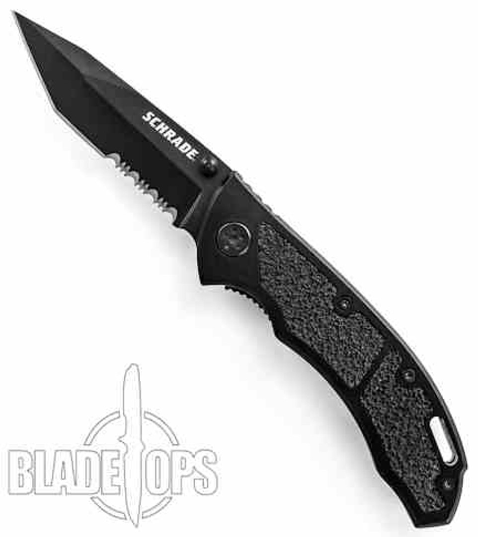 Schrade 201TS Pocket Knife, Black Tanto Combo Blade