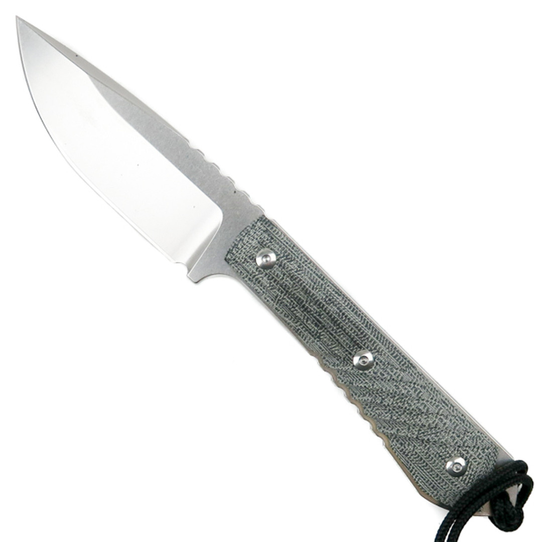 Chris Reeve NYA-1002 Nyala Black Canvas Micarta Fixed Blade Knife, CPM-S35VN Stonewash Blade