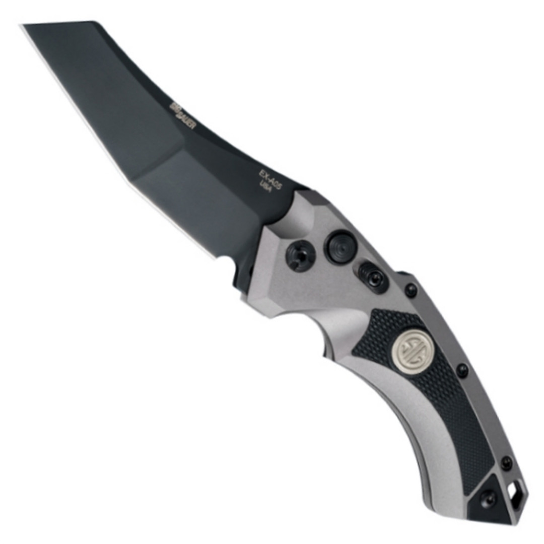 SIG Sauer Knives 36522 Grey EX-A05 Wharncliffe Auto Knife, CPM-154 Black Blade