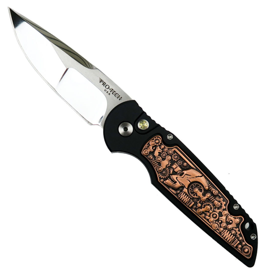 Pro-Tech Limited TR-3.52-CG Tactical Response 3 Compound Grind Auto Knife, Copper Steampunk, 154CM Mirror Polish Blade
