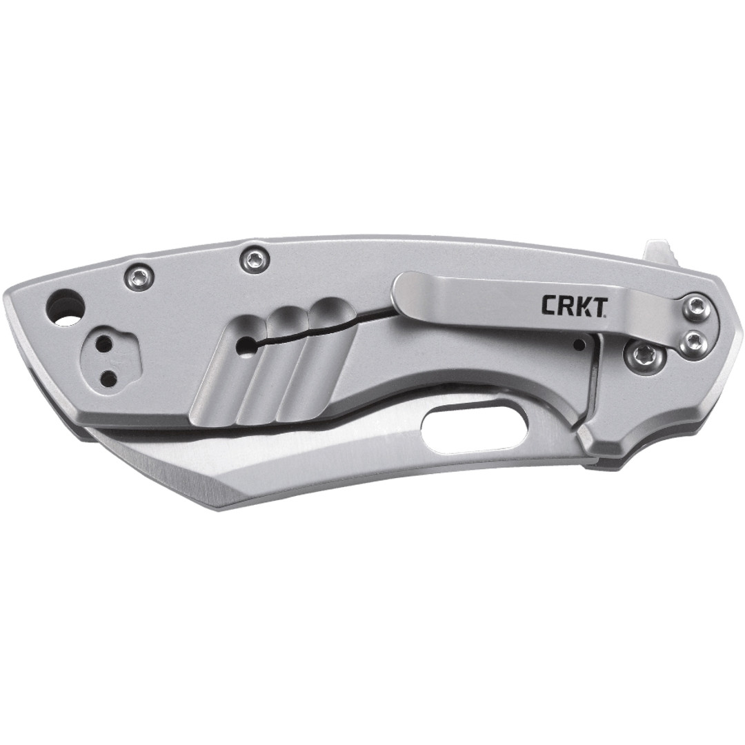 CRKT Pilar Large Stainless Steel Flipper Knife, Satin Blade, Clip View