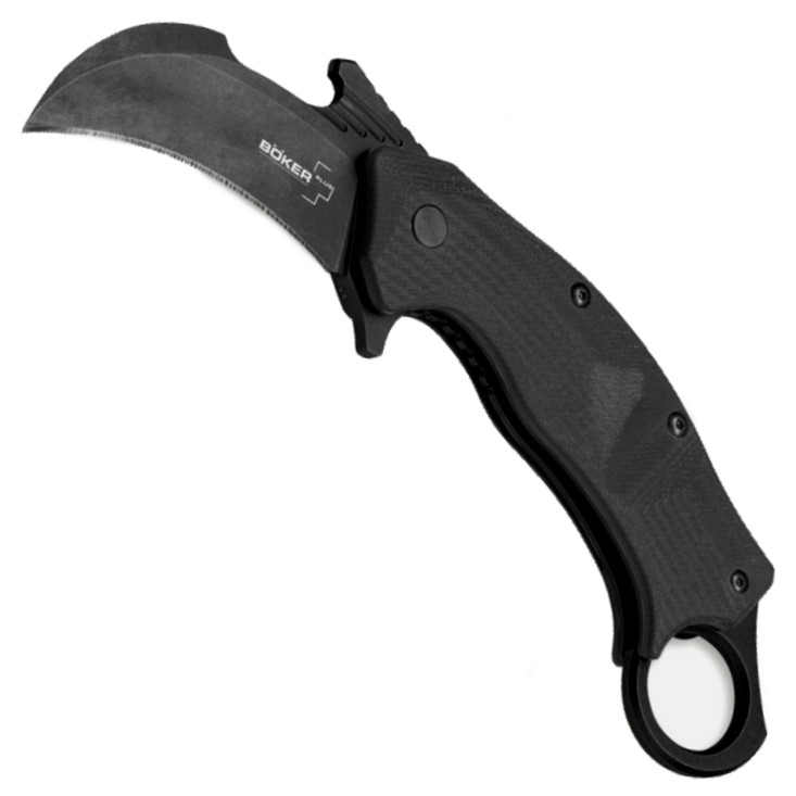 Boker Plus Ocelot Karambit Flipper Knife, Black Blade