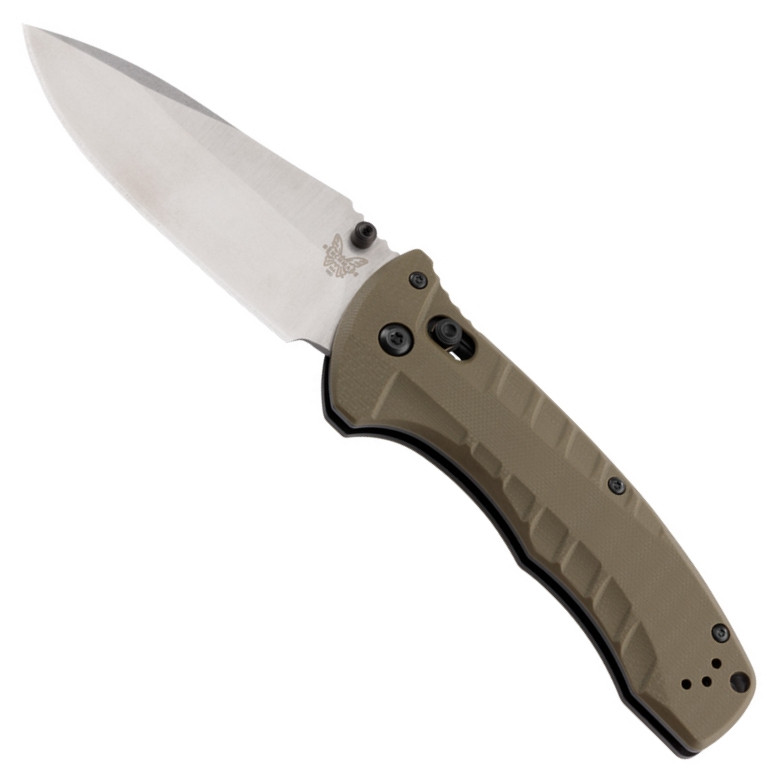 Benchmade OD Green Turret Folder Knife, Satin Blade