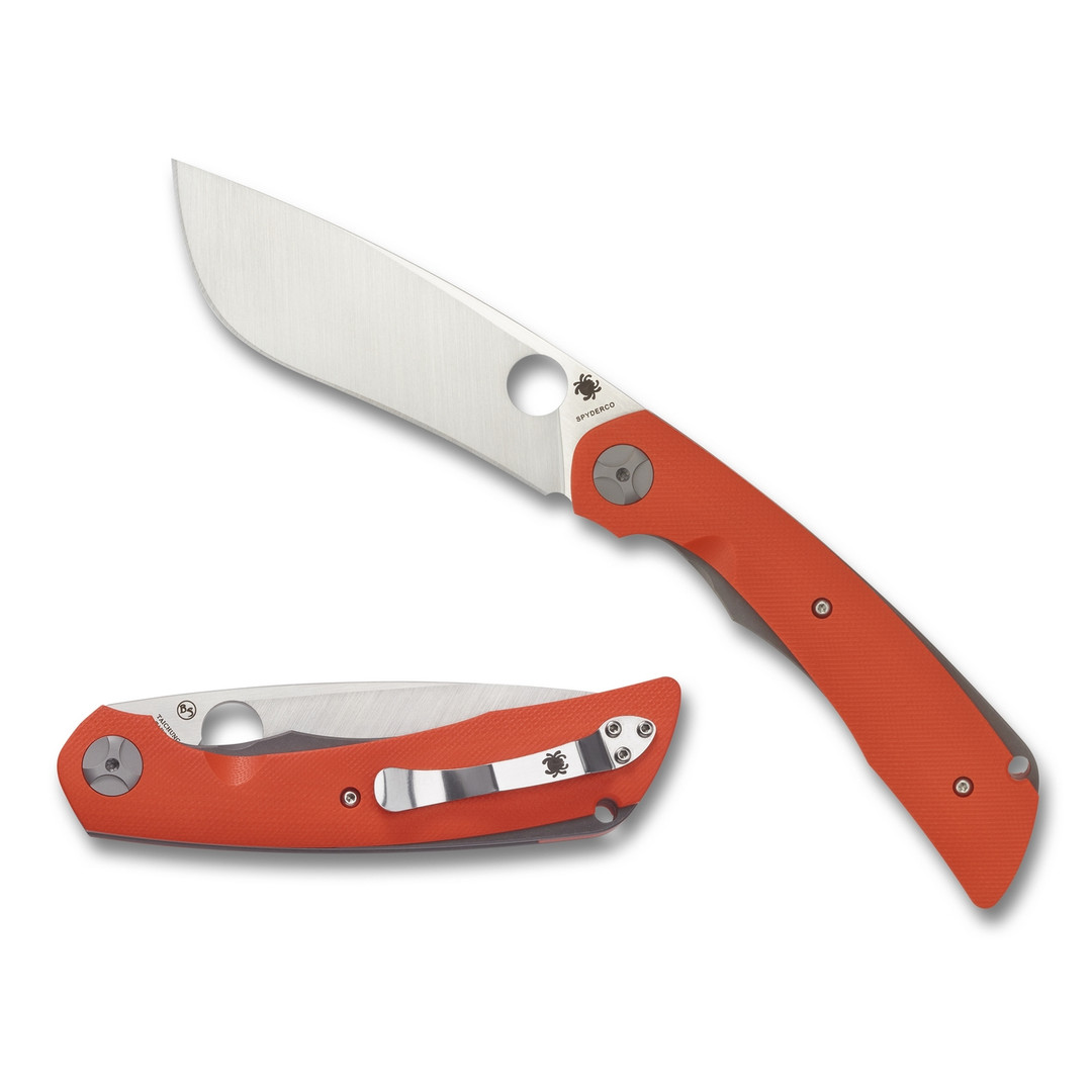Spyderco Orange Subvert Folder Knife, Satin Blade REAR VIEW