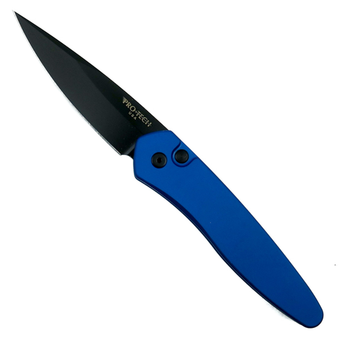 Pro-Tech Blue Newport Auto Knife, Black Blade