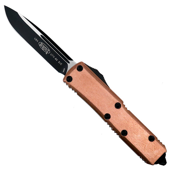 Microtech UTX-85 Copper OTF Auto Knife, Black Blade