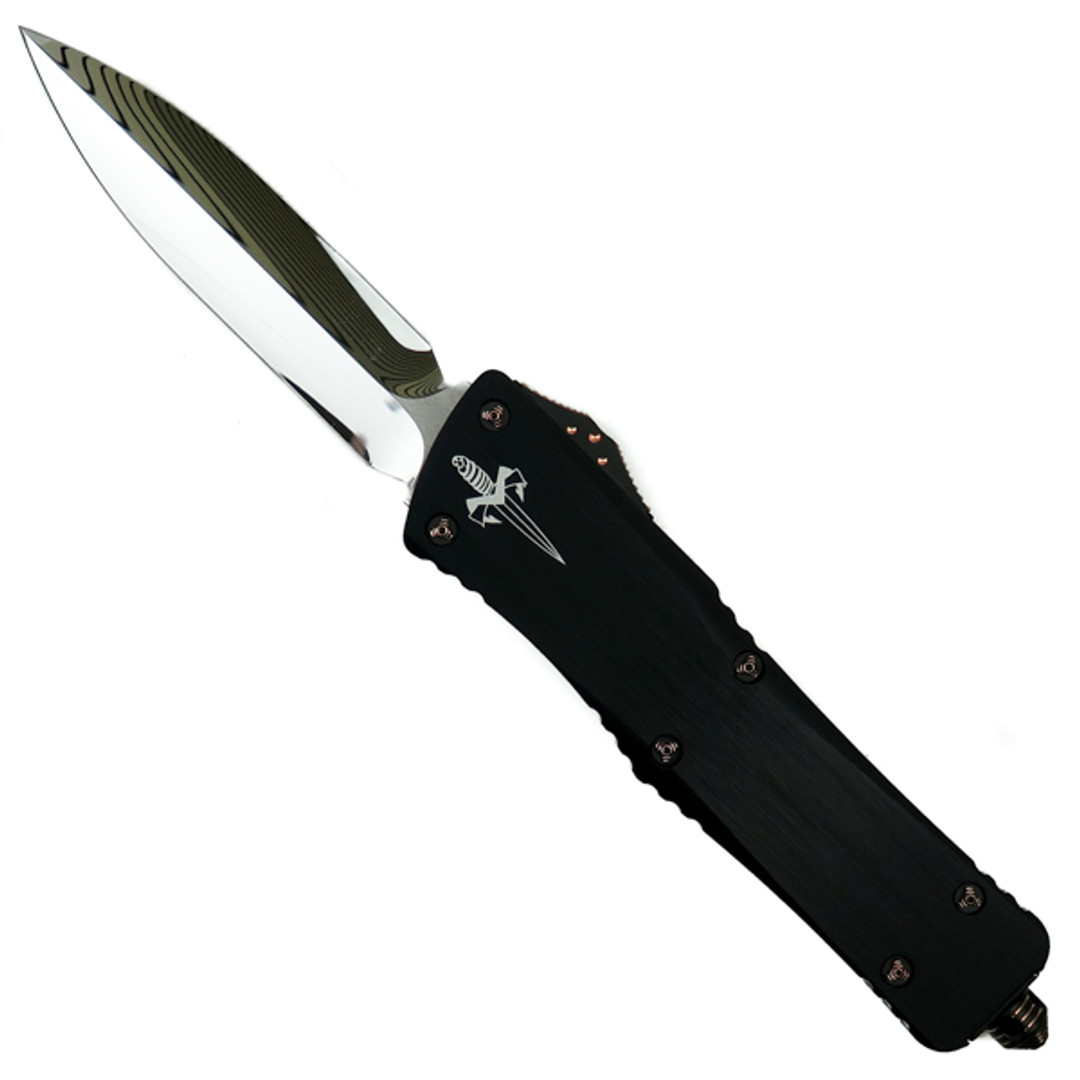 Marfione Custom Combat Troodon Dagger OTF Auto Knife, Mirror Blade Open View