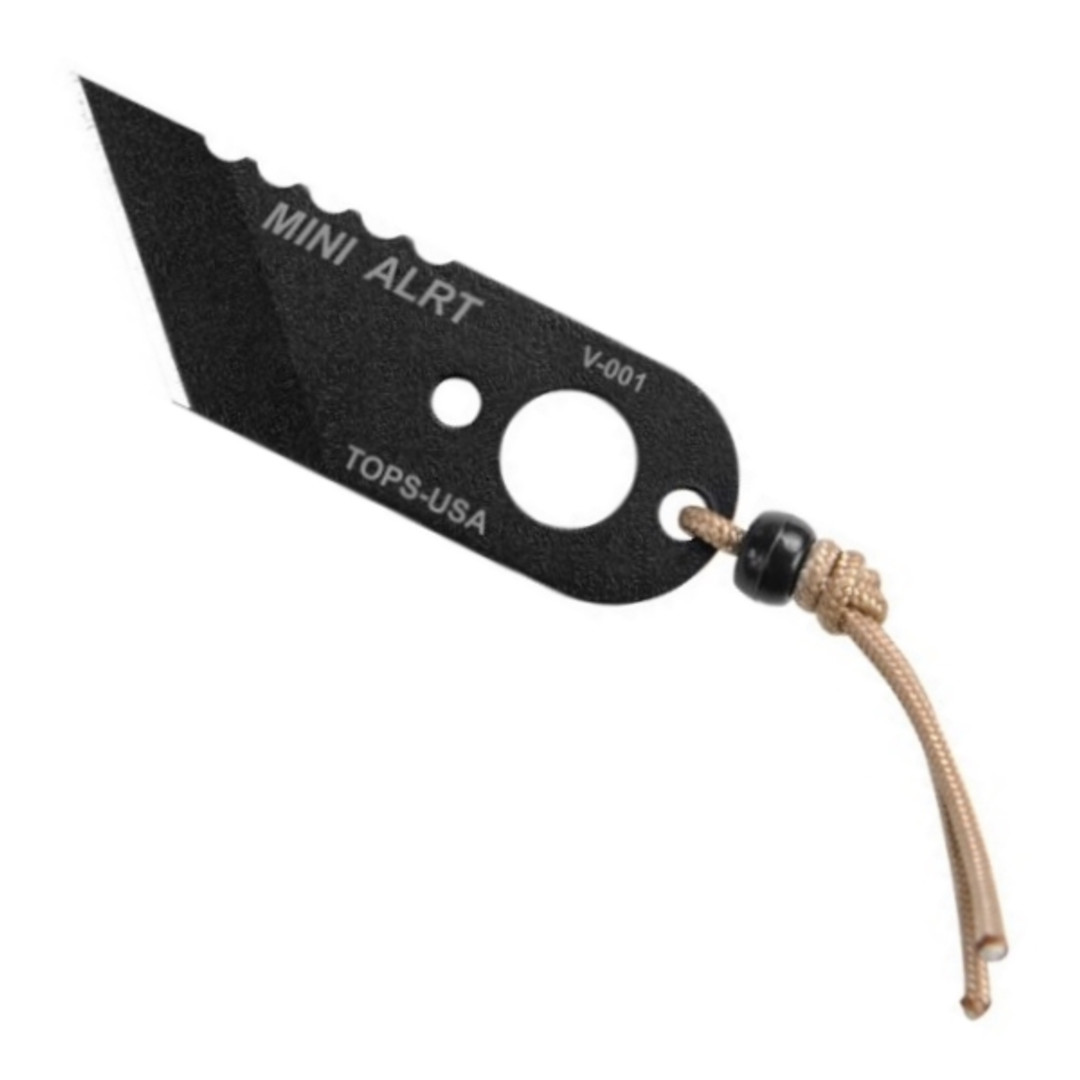 TOPS ALRT Mini Fixed Blade Knife, Black Blade FRONT VIEW
