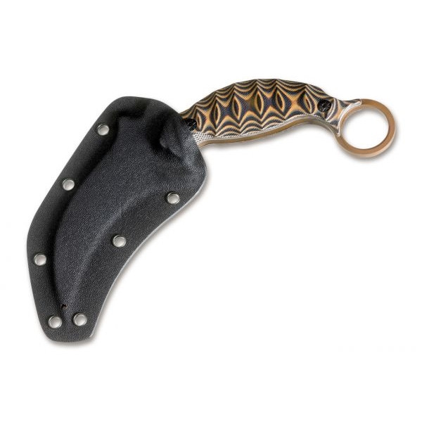 Boker Magnum Raptor's Claw Karambit Fixed Blade Knife, Bronze Blade SHEATH VIEW