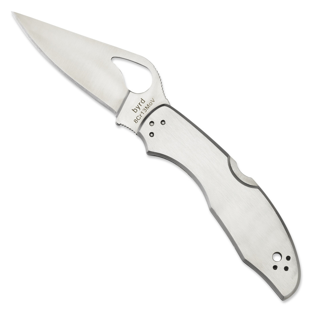 Byrd Meadowlark 2 Stainless Folder Knife, Satin Blade FRONT VIEW