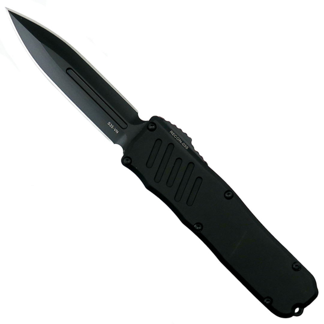 Guardian Tactical RECON-035 Dagger OTF Auto Knife, Black Blade Open View