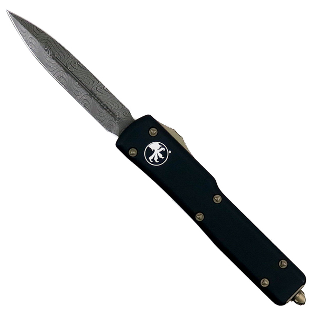 Microtech UTX-70 Dagger OTF Auto Knife, Damascus Blade Open View