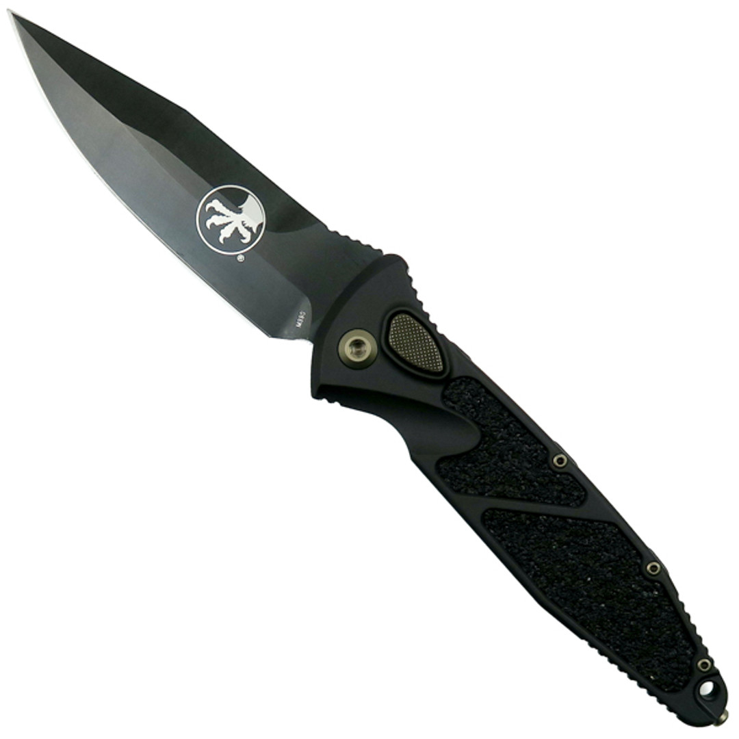 Microtech Socom Elite Auto Knife, DLC Black Blade Open View