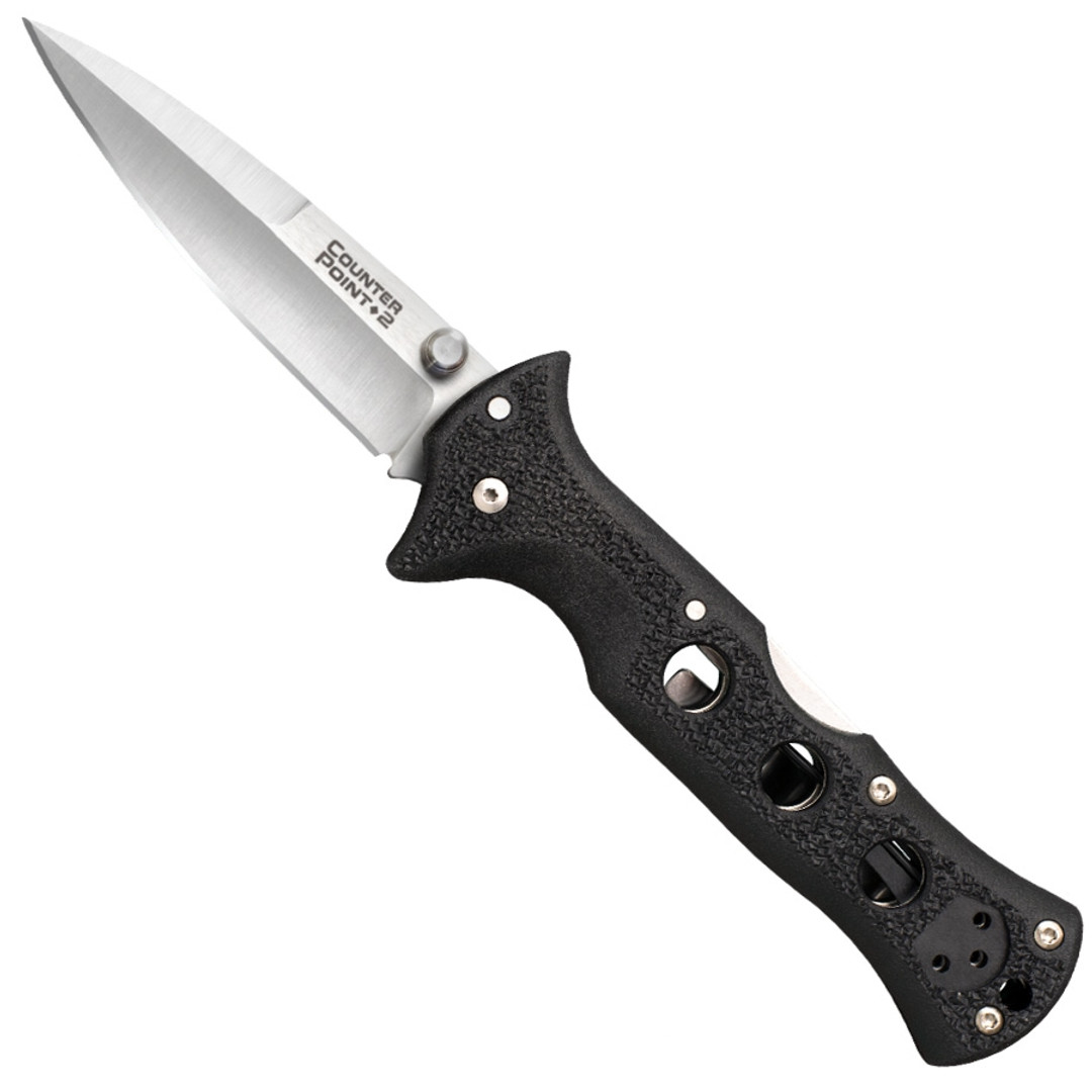 Cold Steel Counter Point II Folder Knife, Satin Blade FRONT VIEW