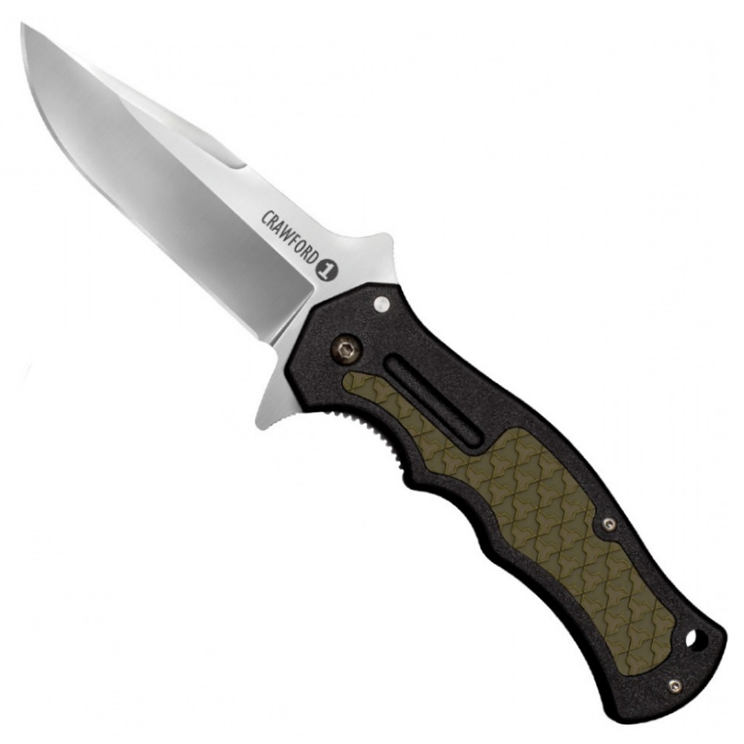 Cold Steel Crawford Model 1 Flipper Knife, Satin Blade FRONT VIEW