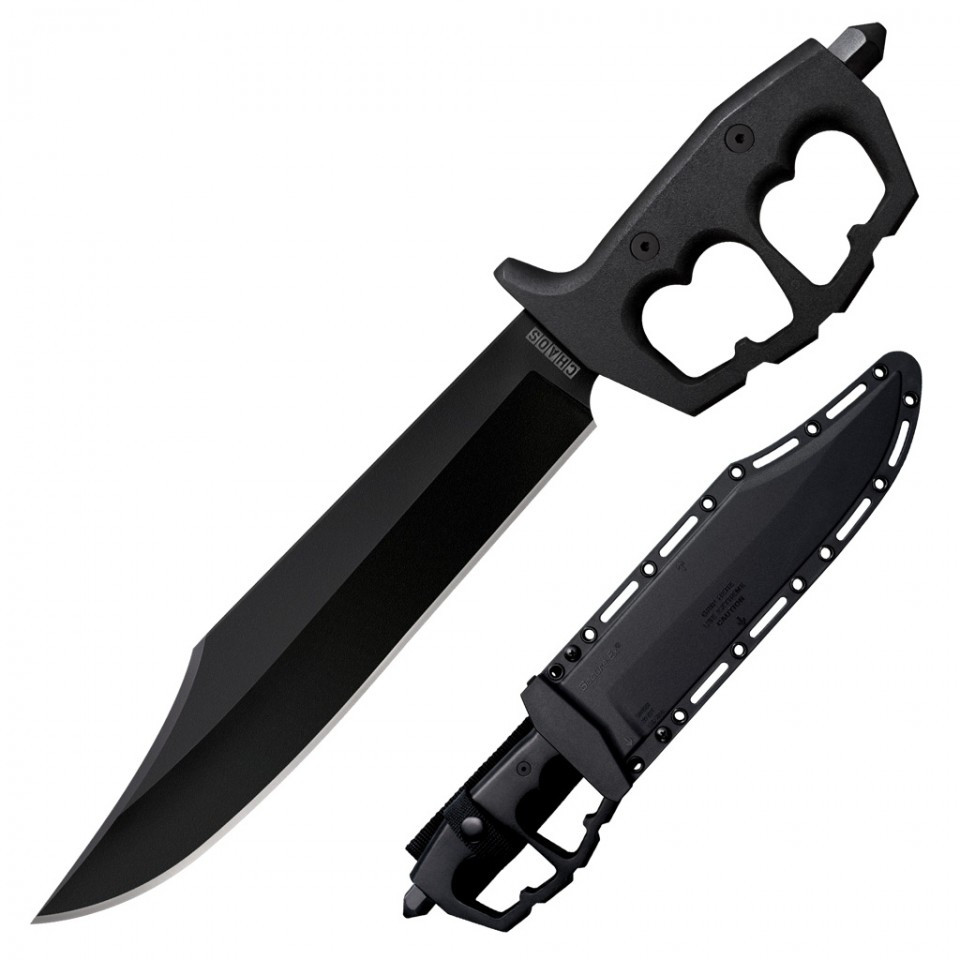 Cold Steel Chaos Bowie Fixed Blade Knife, SK-5 Blade SHEATH VIEW