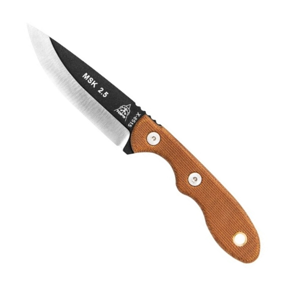 TOPS Mini Scandi Fixed Blade Neck Knife, Black Blade FRONT VIEW