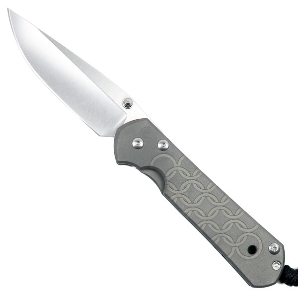 Chris Reeve CGG Chainmail Large Sebenza 21 Folder Knife, Stonewash Blade Open