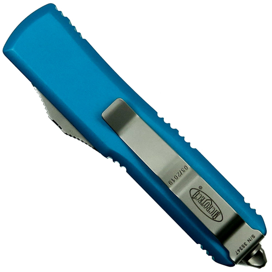 Microtech Turquoise UTX-85 Tanto OTF Auto Knife, Stonewash Blade Back