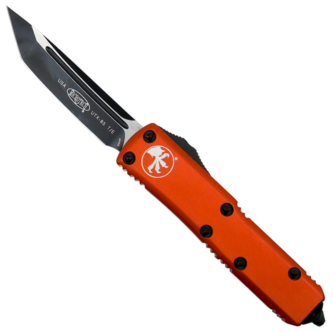 Microtech Orange UTX-85 Tanto OTF Auto Knife, Black Blade