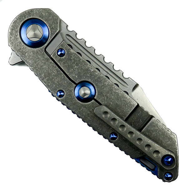 Marfione Custom Warhound Carbon Fiber Flipper Knife, Stonewash Blade Back