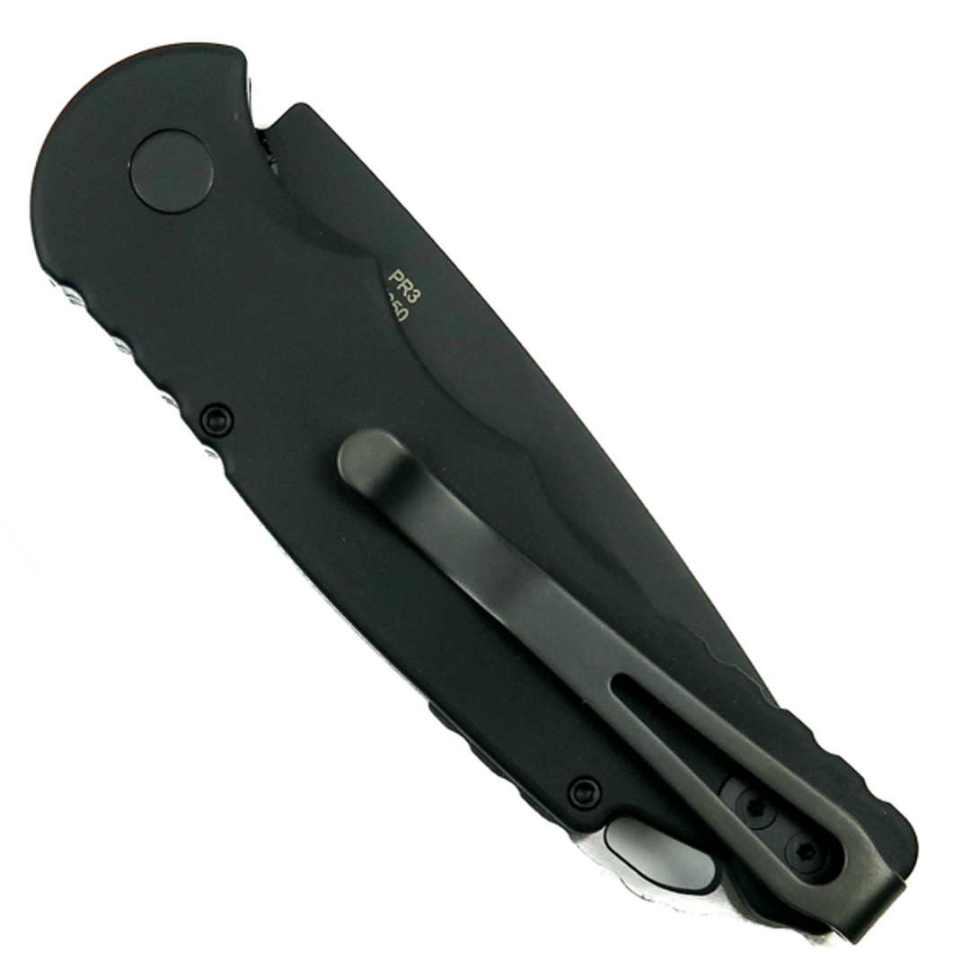 Pro-Tech TR-5 Auto Knife, Black Combo Blade Back