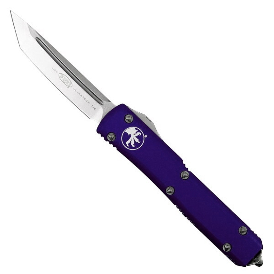 Microtech Purple Ultratech Tanto OTF Auto Knife, Stonewash Blade