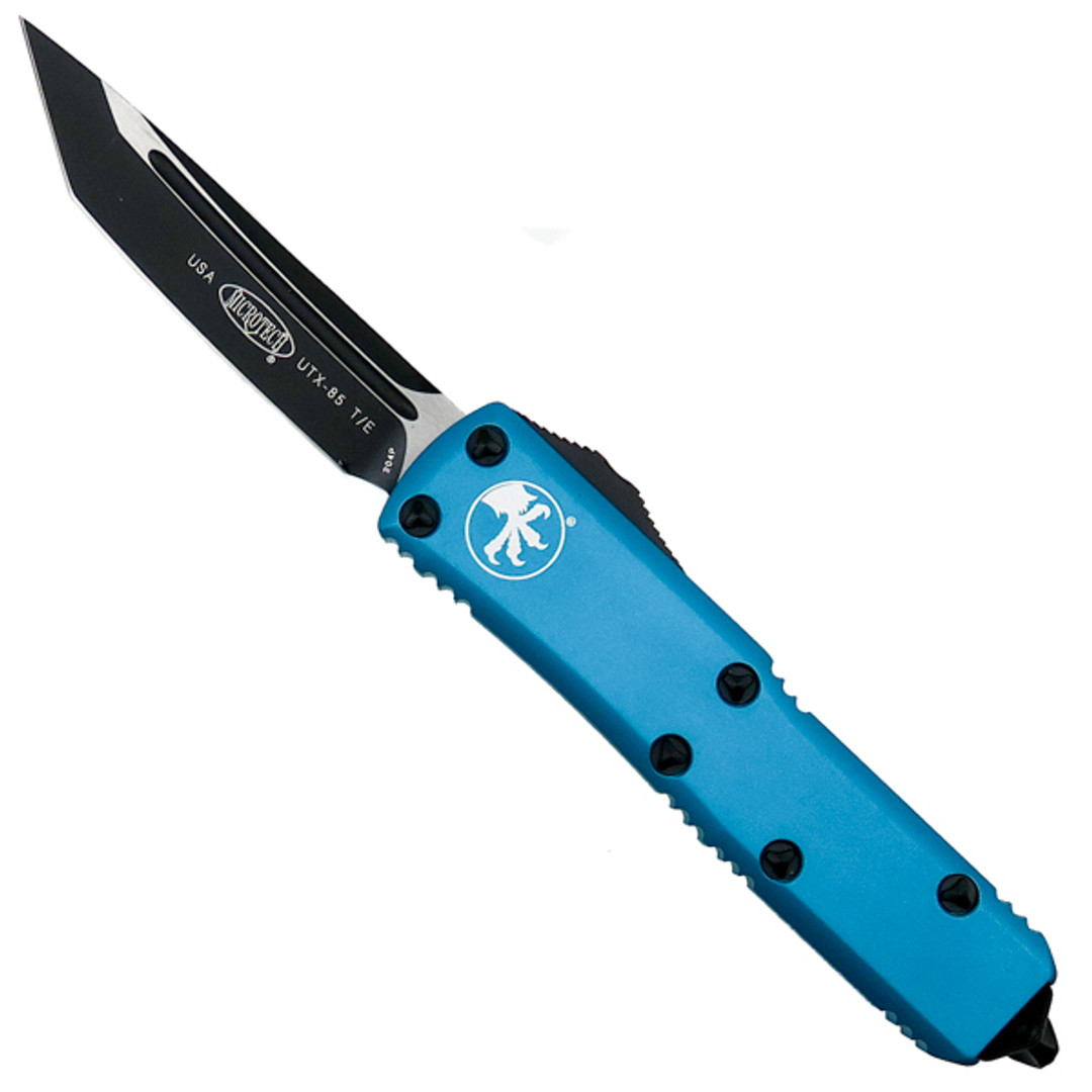 Microtech Turquoise UTX-85 Tanto OTF Auto Knife, Black Blade