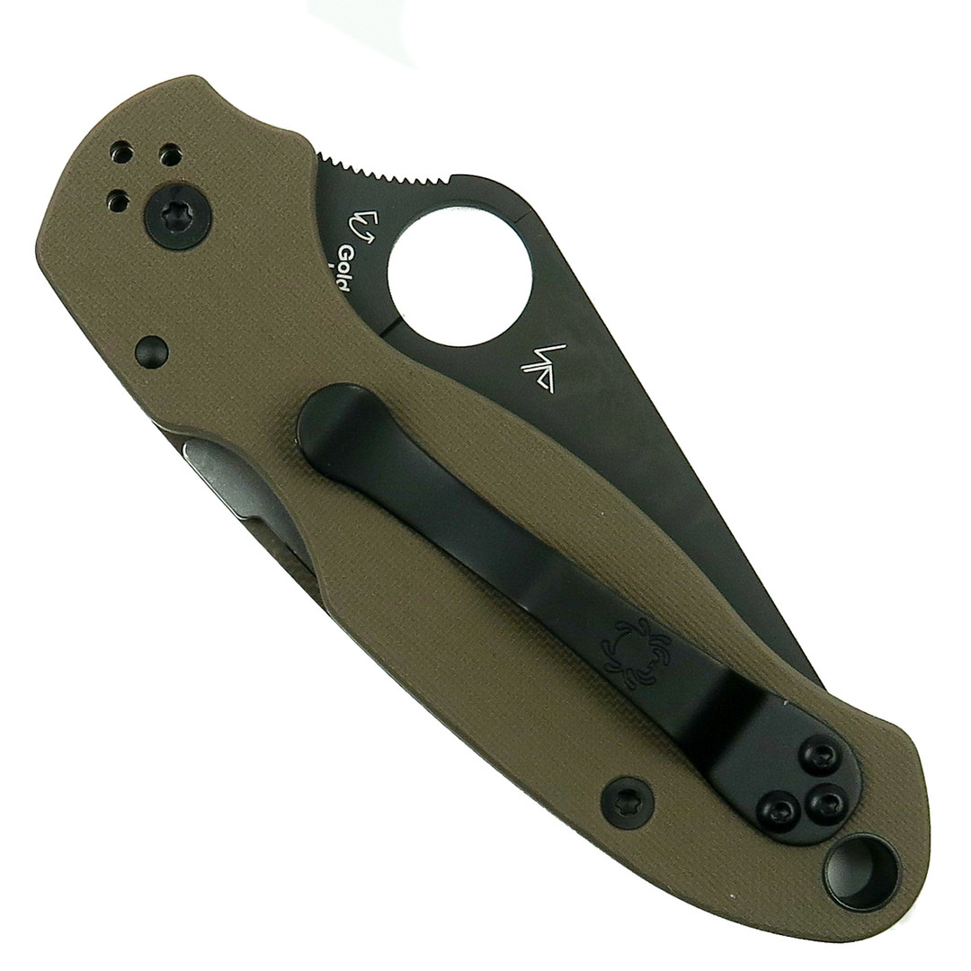 Spyderco Earth Brown Para 3 Folder Knife, CPM-S35VN Black Blade Back