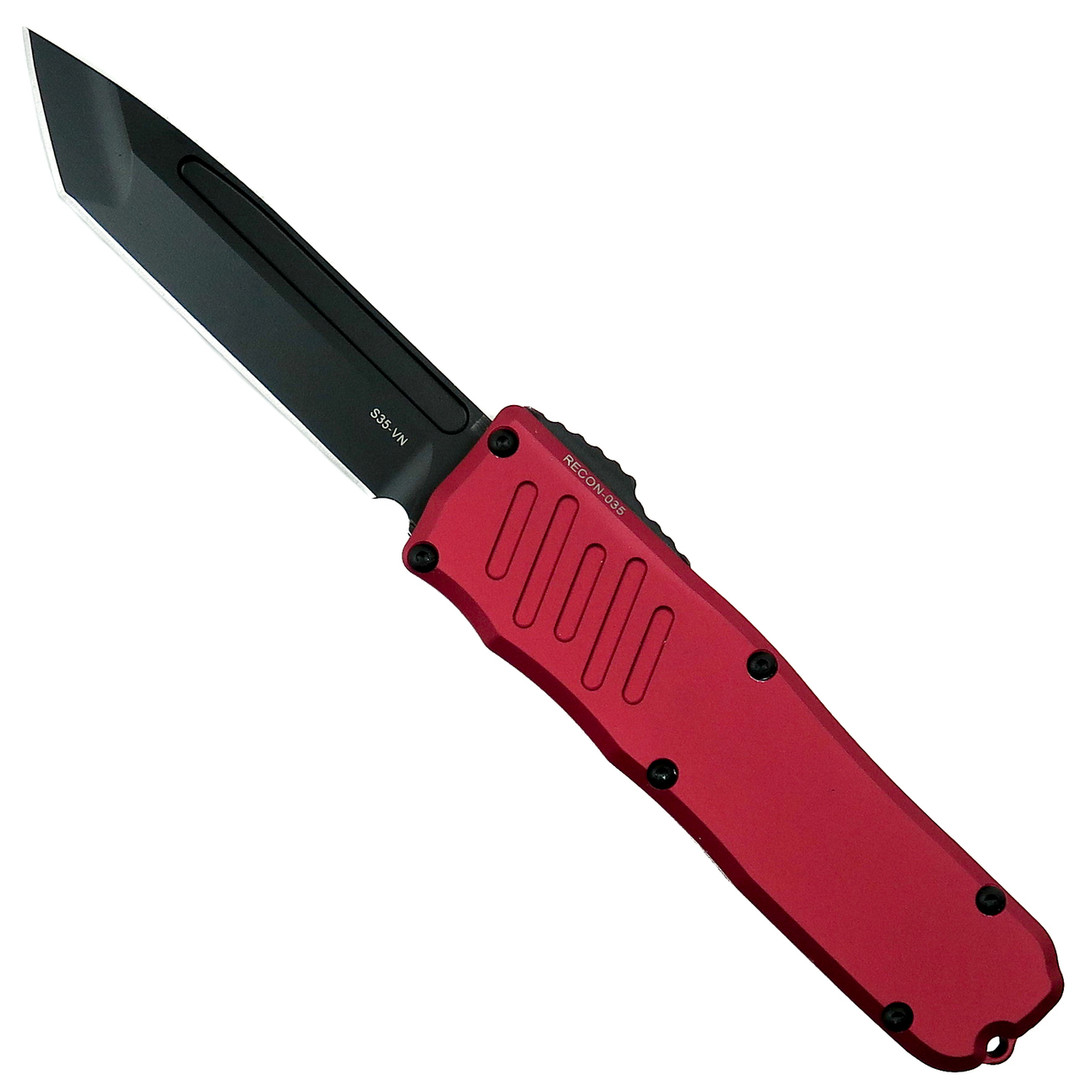 Guardian Tactical Red RECON-035 Tanto OTF Auto Knife, Black Blade