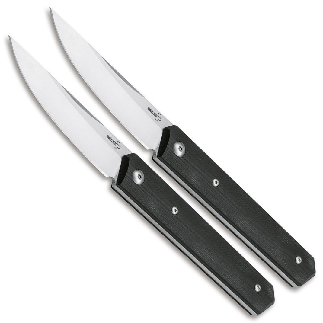 Boker Plus Kwaiken Steak Knife Set, Satin Blades FRONT VIEW