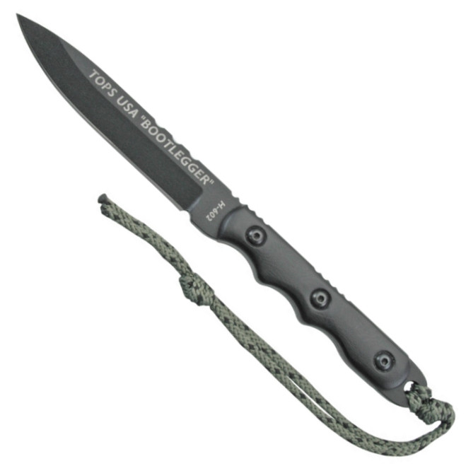 TOPS Ranger Bootlegger Fixed Blade Knife, Black Blade FRONT VIEW