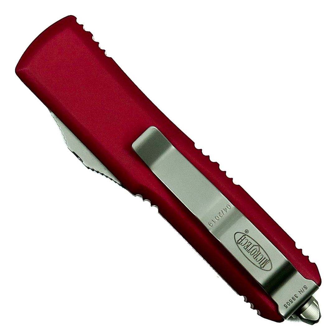 Microtech Red UTX-85 Dagger OTF Auto Knife, Satin Blade Back